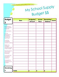Click here to download the printable Teen/Tween School Supply Budget