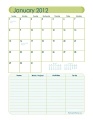 2012 Monthly Calendar with Goals