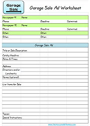 Click to download the Free Garage Sale Ad Worksheet