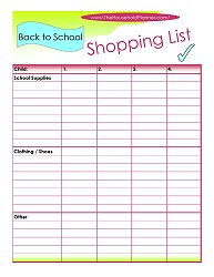 Click here to Download the Back to School Shopping List