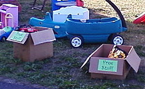 Free Stuff is always a huge hit! I had 2 big boxes full of free toys, I think there were about 5 items left at the end of the sale!